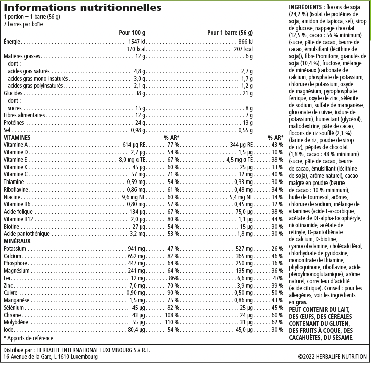 HERBALIFE - Barres Repas Équilibre Formula 1 Express Chocolat noir 7 barres de 56 g – photo 3